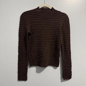 Frame Denim Textured Chocolate Turtleneck Sweater
